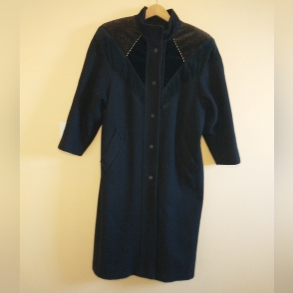 VINTAGE 90s Editions Wool Blend Jewel Tones Long Button Front Coat Size Medium - Picture 2 of 10